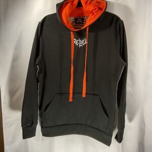 Rebel Vengeance Skeleton Napolean Stitched Hoodie Sweatshirt Men's M Black